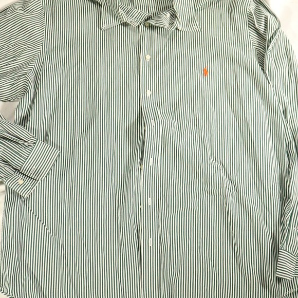 VTG RALPH LAUREN Green/White Striped L/S Shirt Sz XLT Tall - Picture 2 of 11